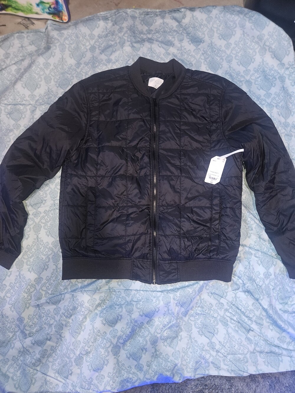 STYLUS Black Quilted Puffer Bomber Jacket